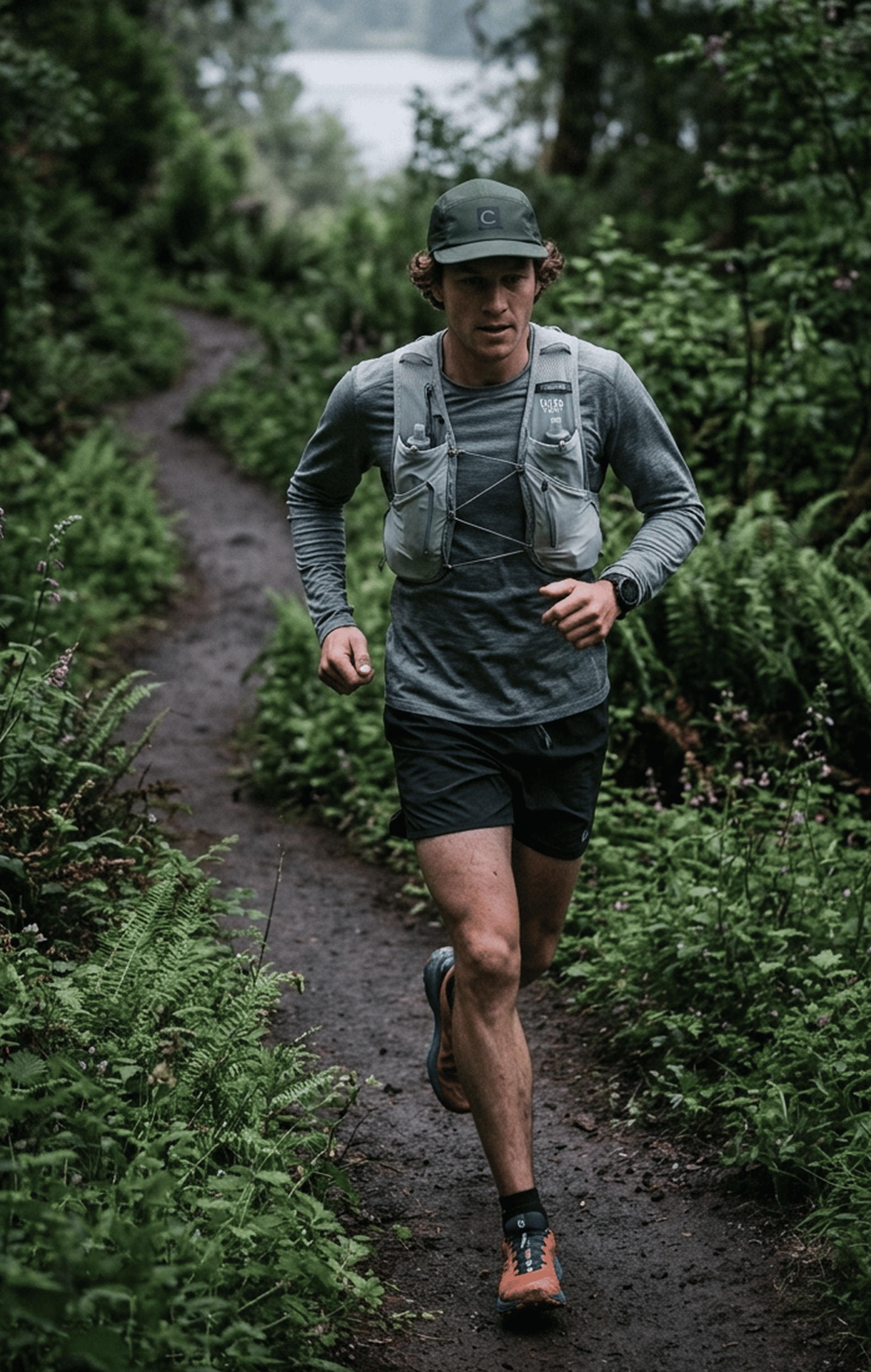 Runner on a mountain trail using TrailRun app